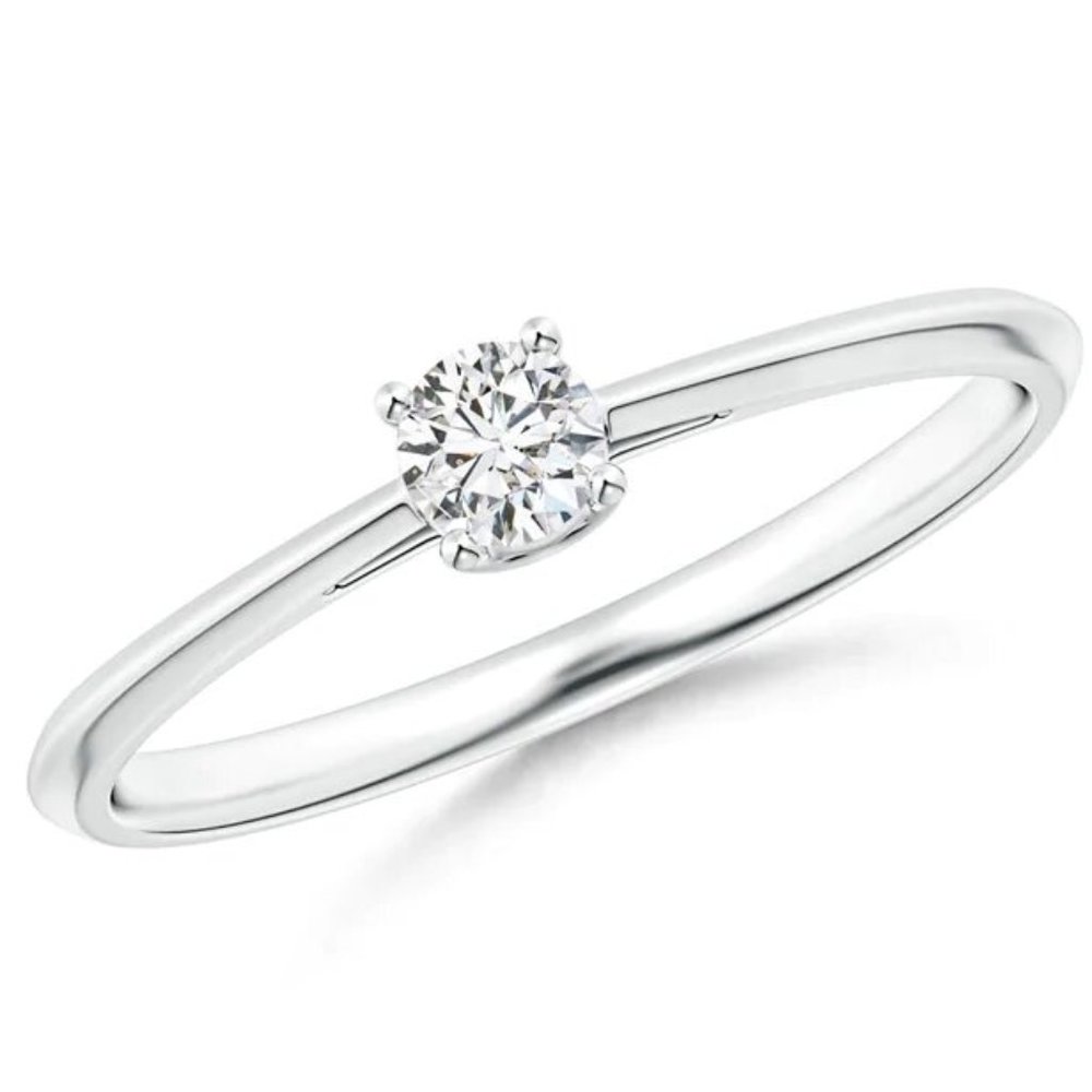 1/6 Ct Knife-Edged Classic Round Diamond Ring
